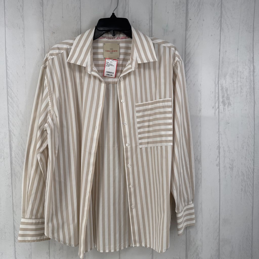 L striped button down l/s top