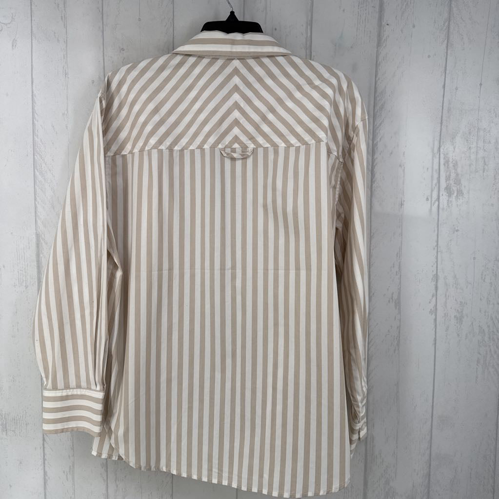 L striped button down l/s top