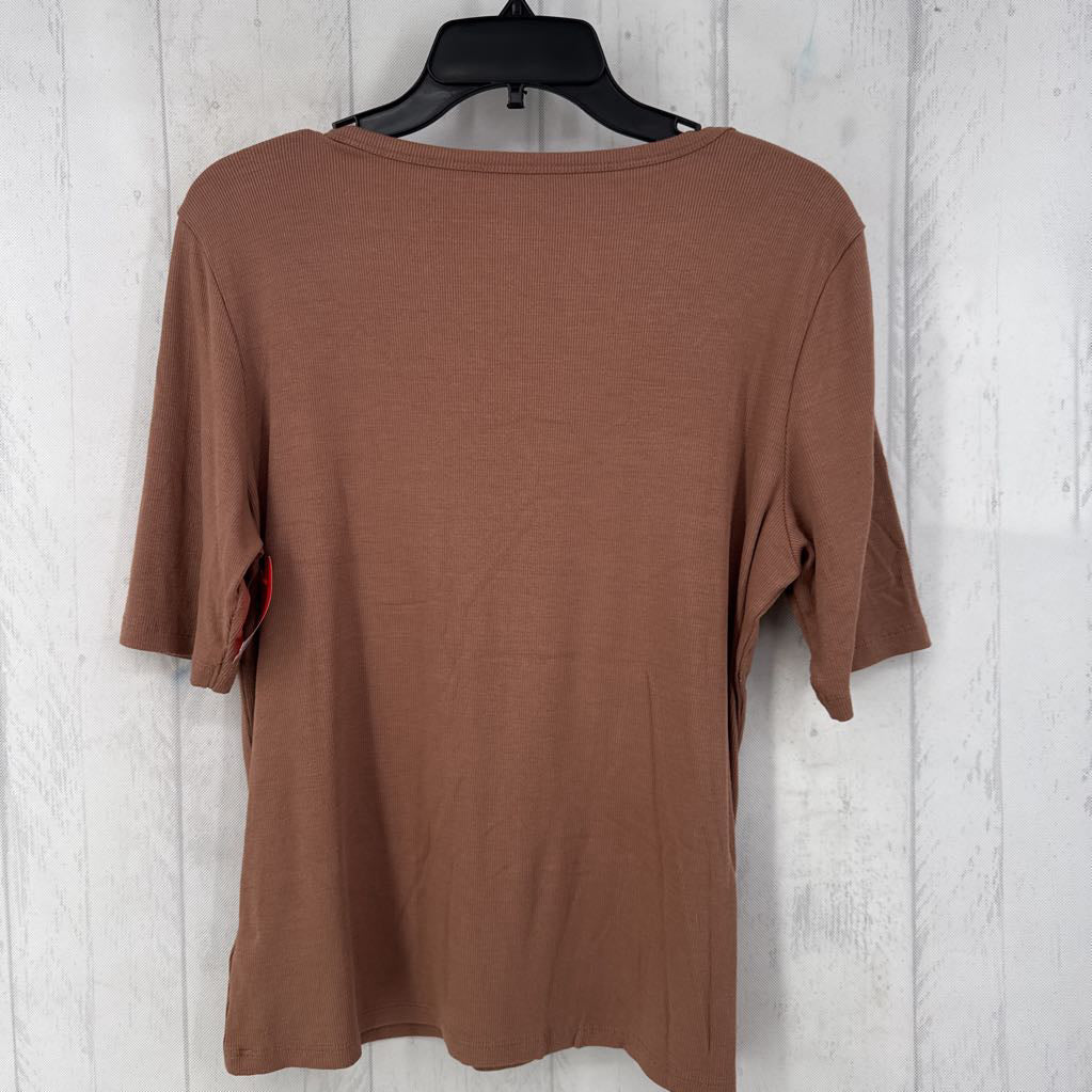 XL ribbed scoop neck s/s top