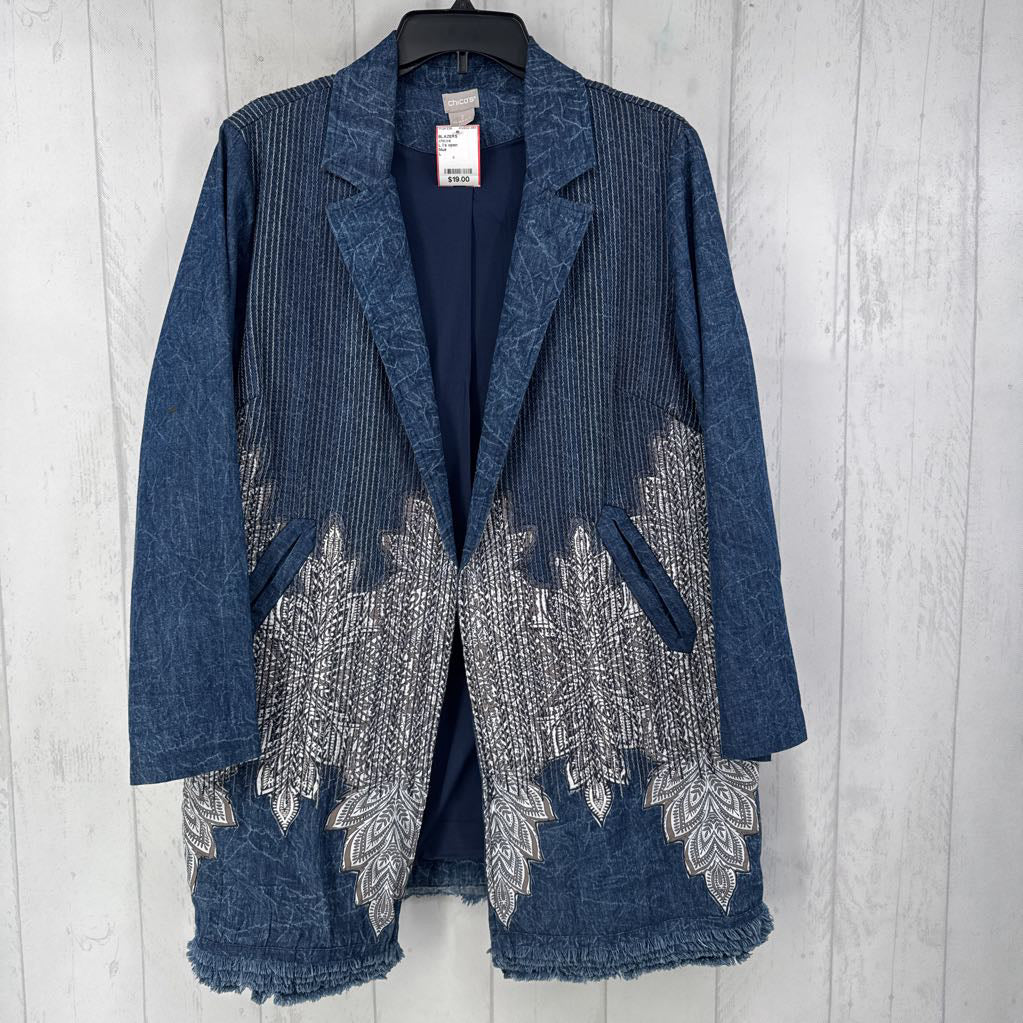 L l/s open embroidered blazer