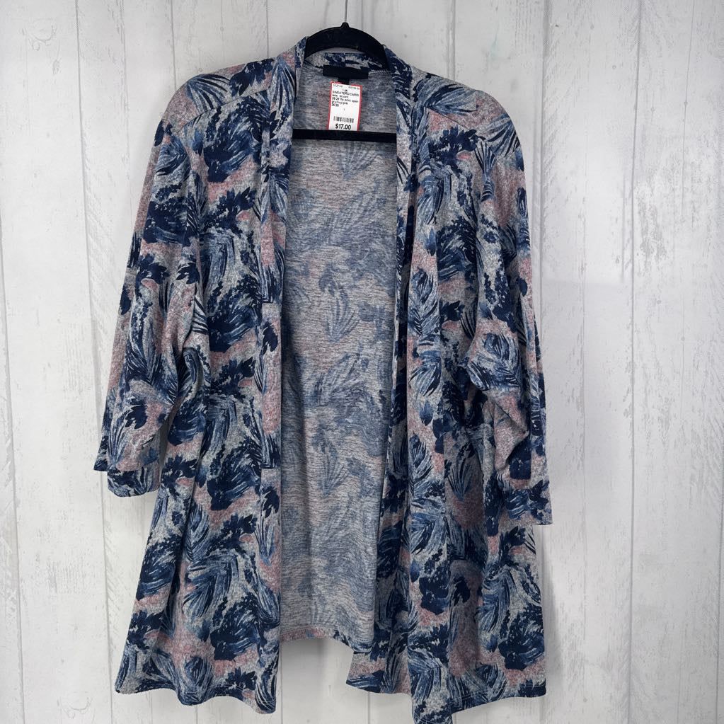 26/28 flo print open front cardi