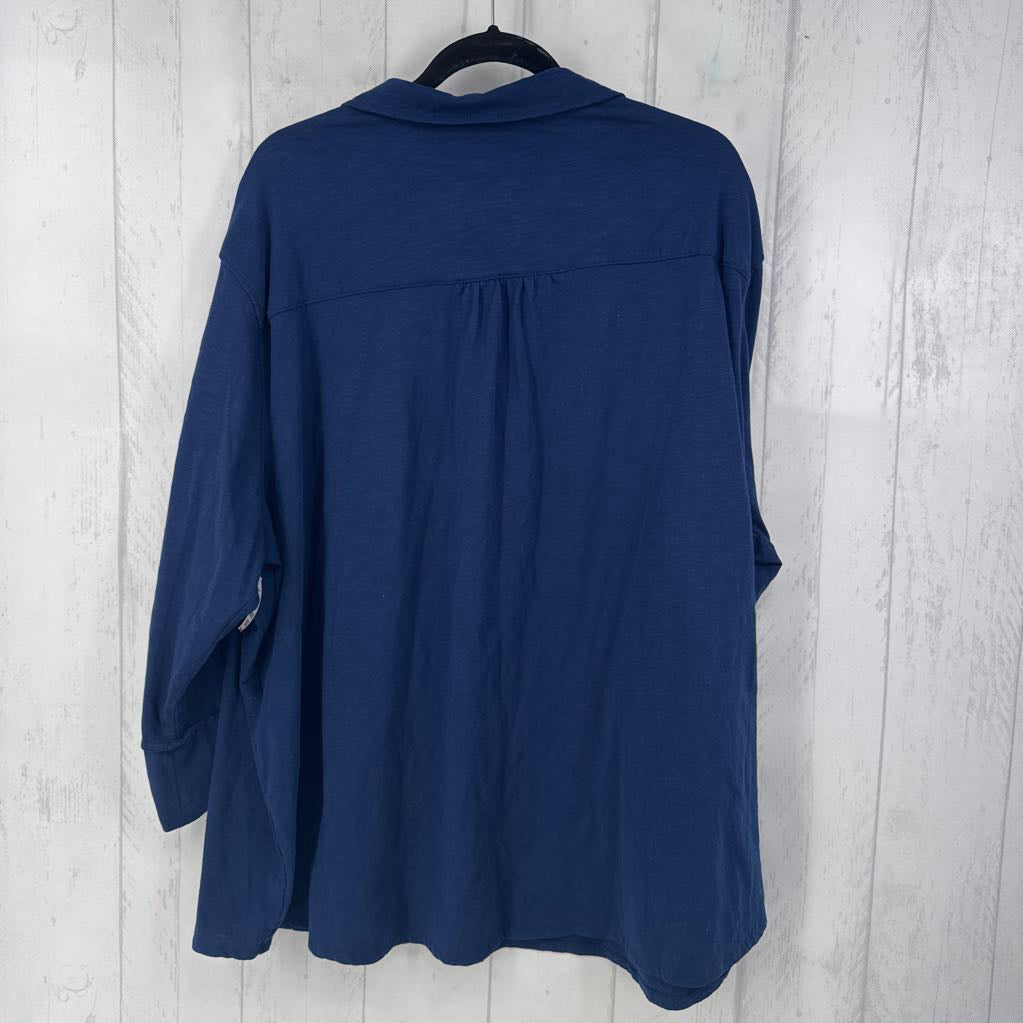 3X button down tab slv top