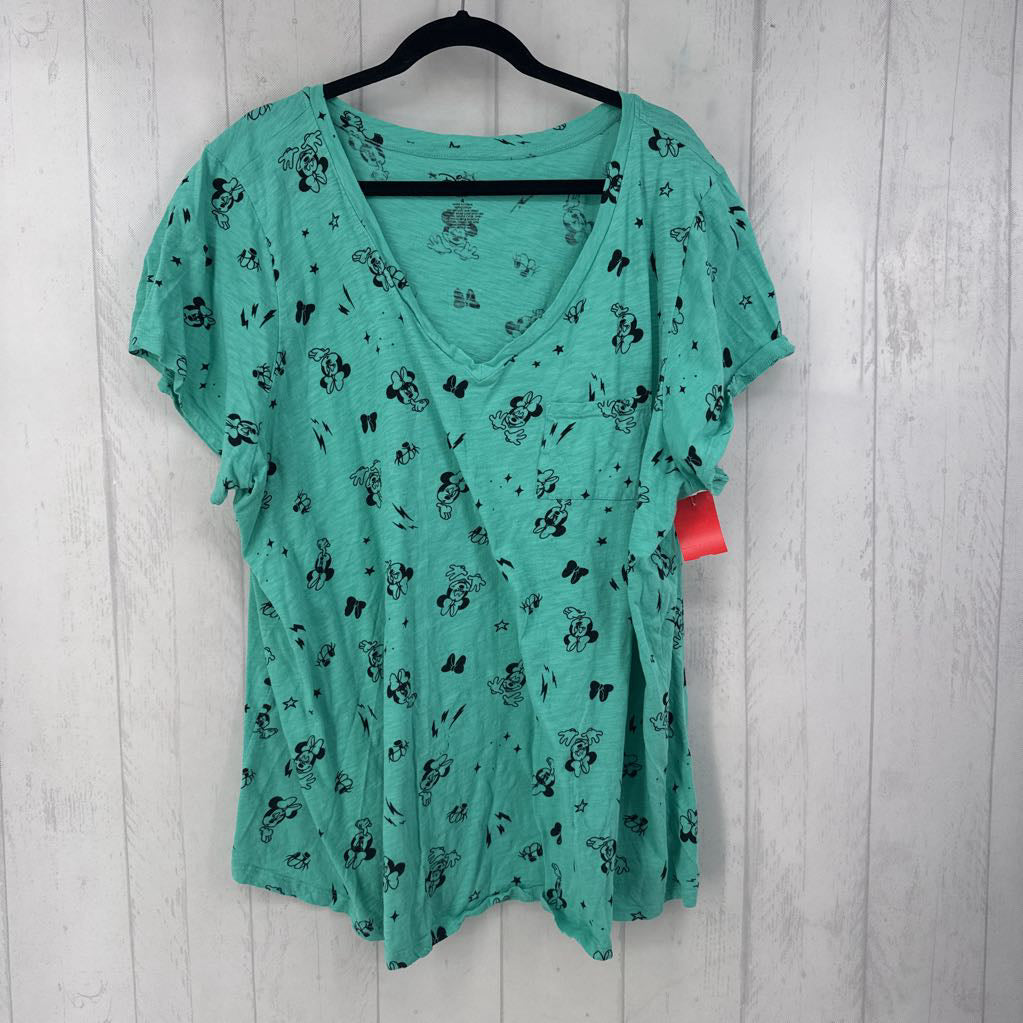 4X minnie mouse v-neck s/s tee