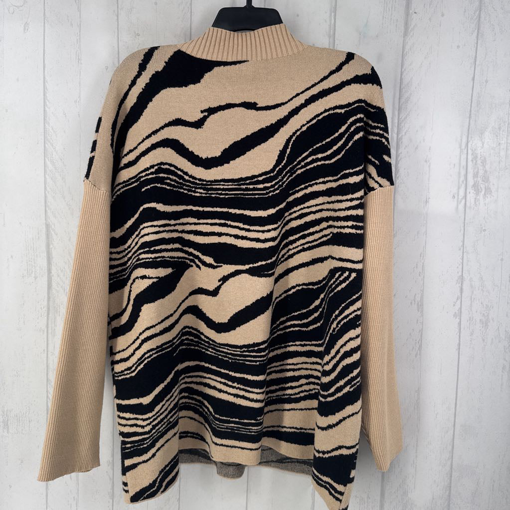 L animal print mock neck sweater