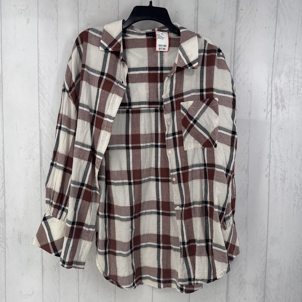 L plaid button down l/s top
