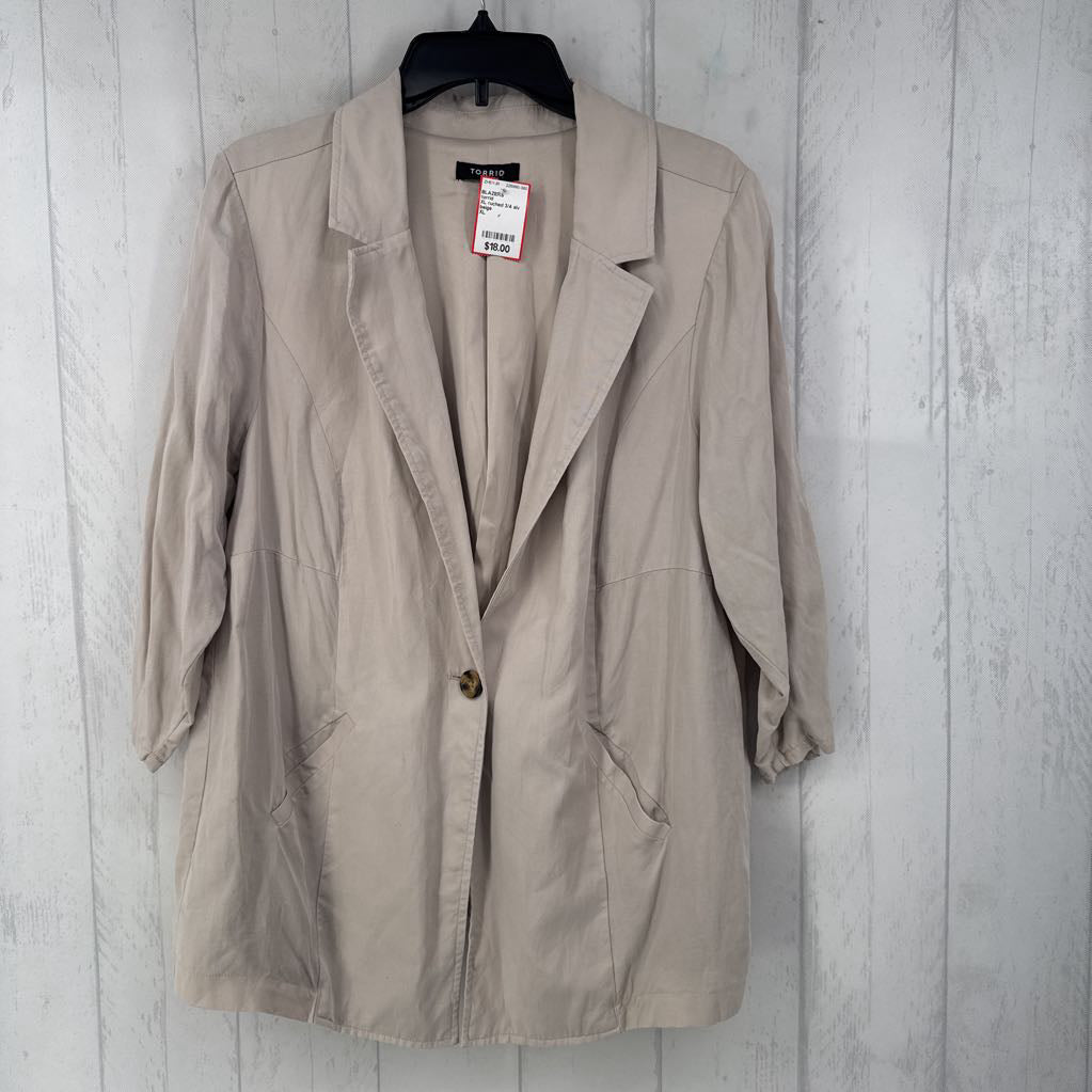 XL ruched 3/4 slv blazer