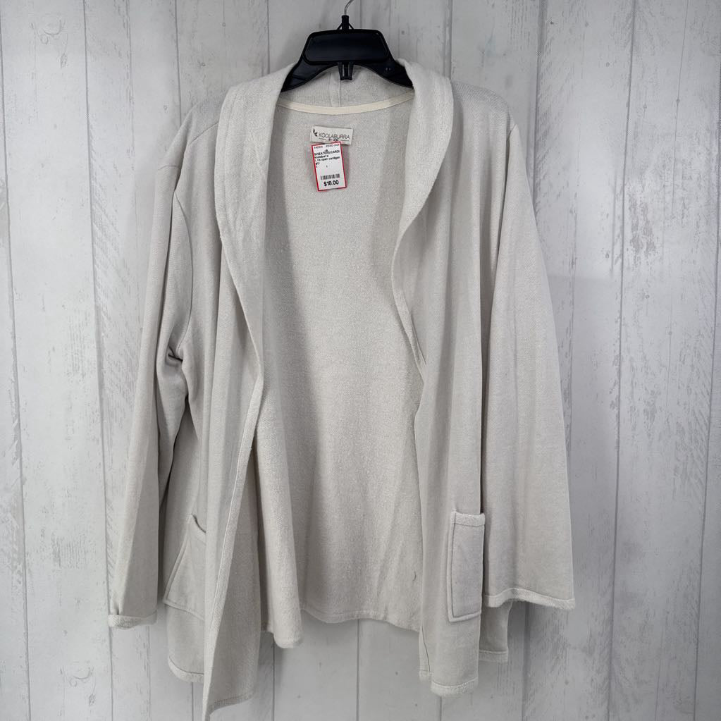 L l/s open cardigan w/ pockets