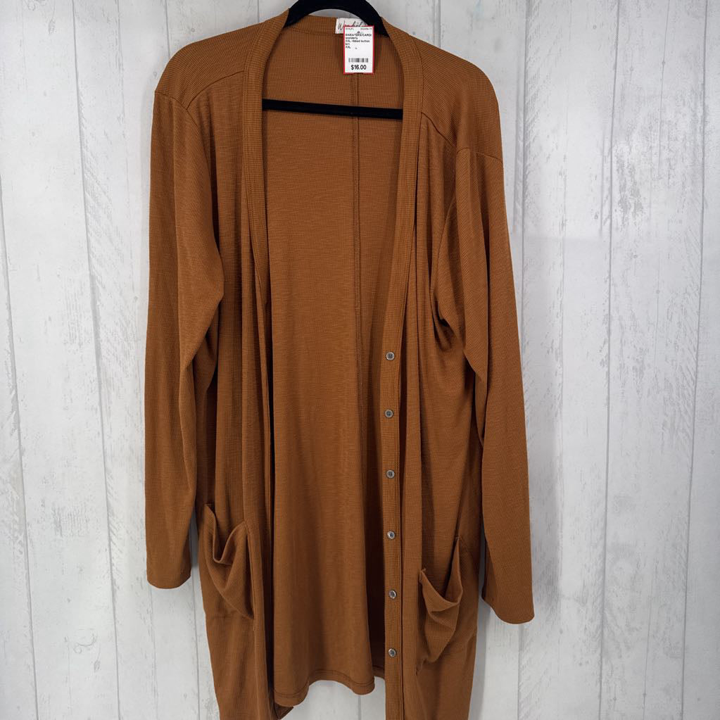 XXL ribbed button down l/s cardi