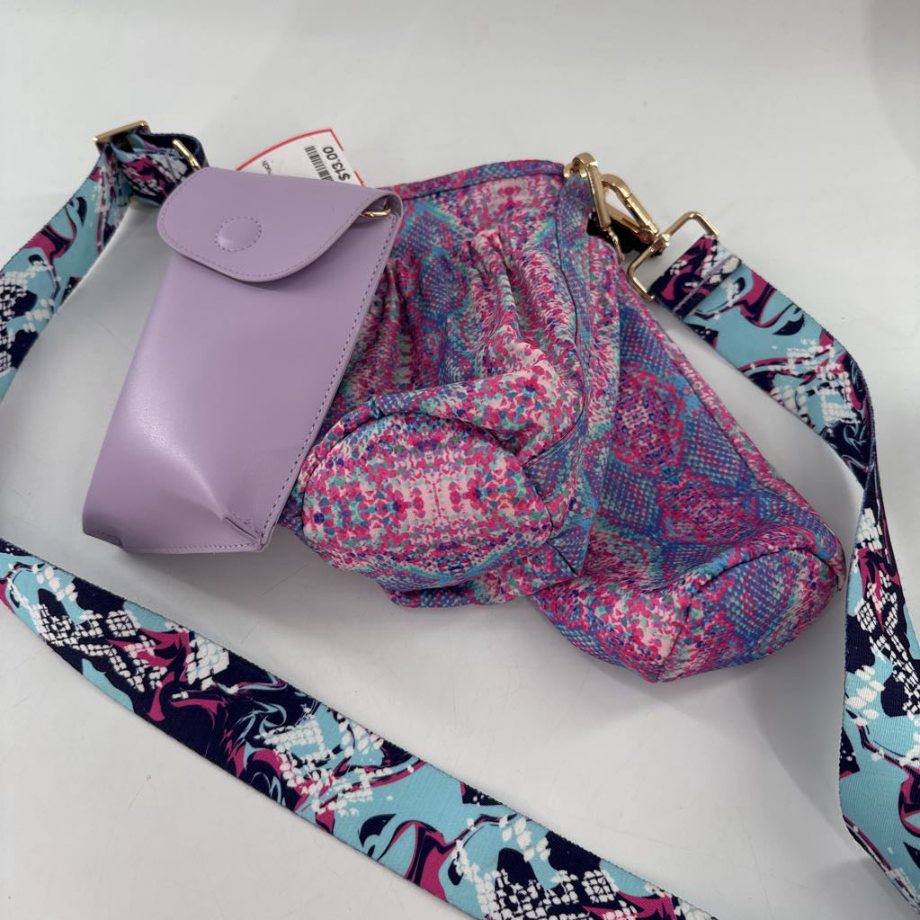 printed multi-pouch crossbody