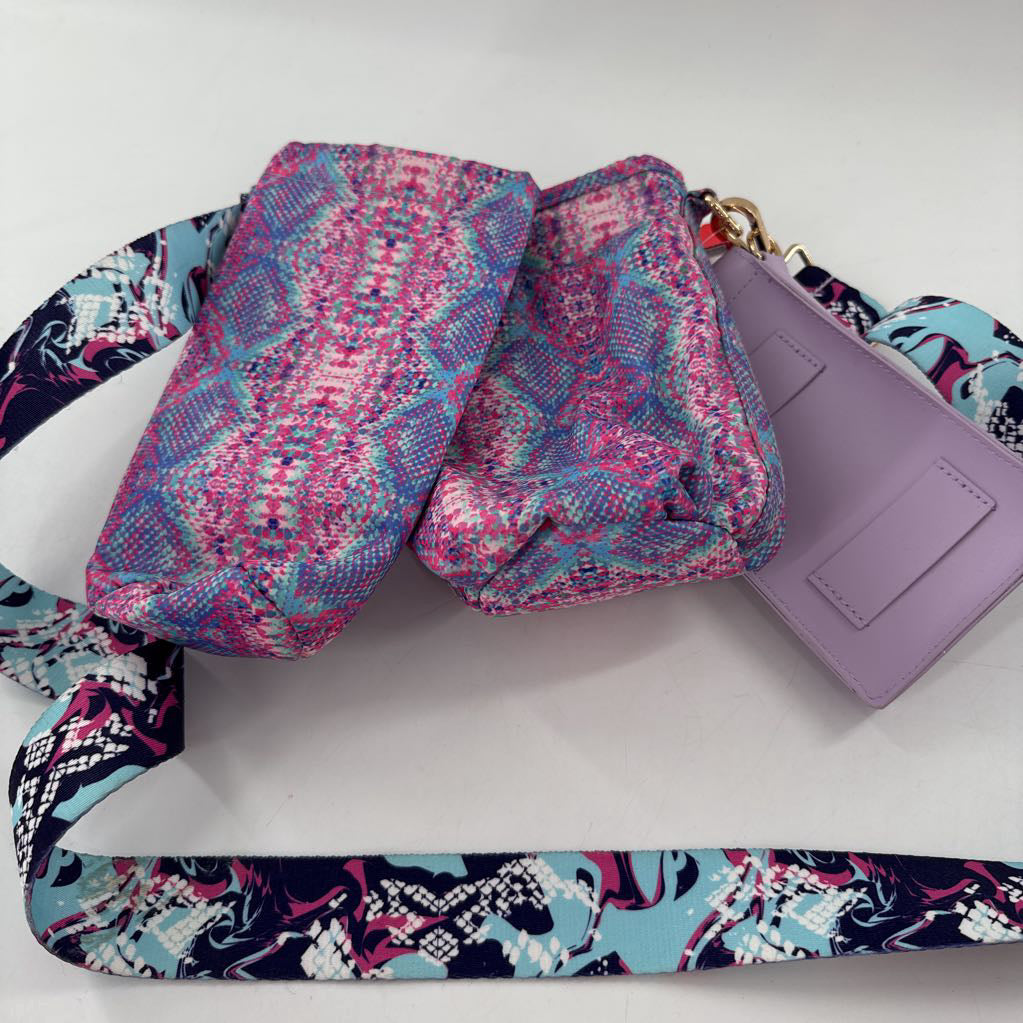 printed multi-pouch crossbody