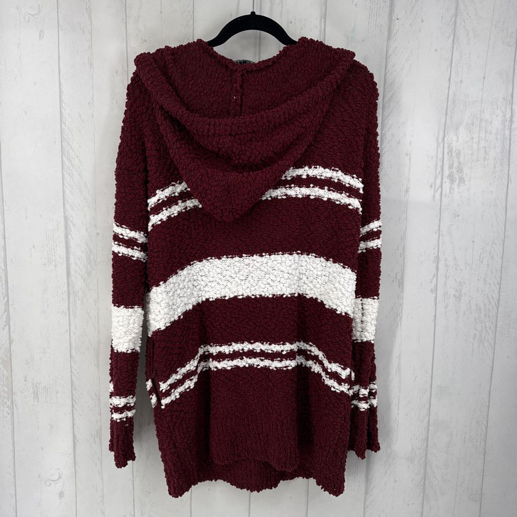 M striped boucle sweater w/ hood
