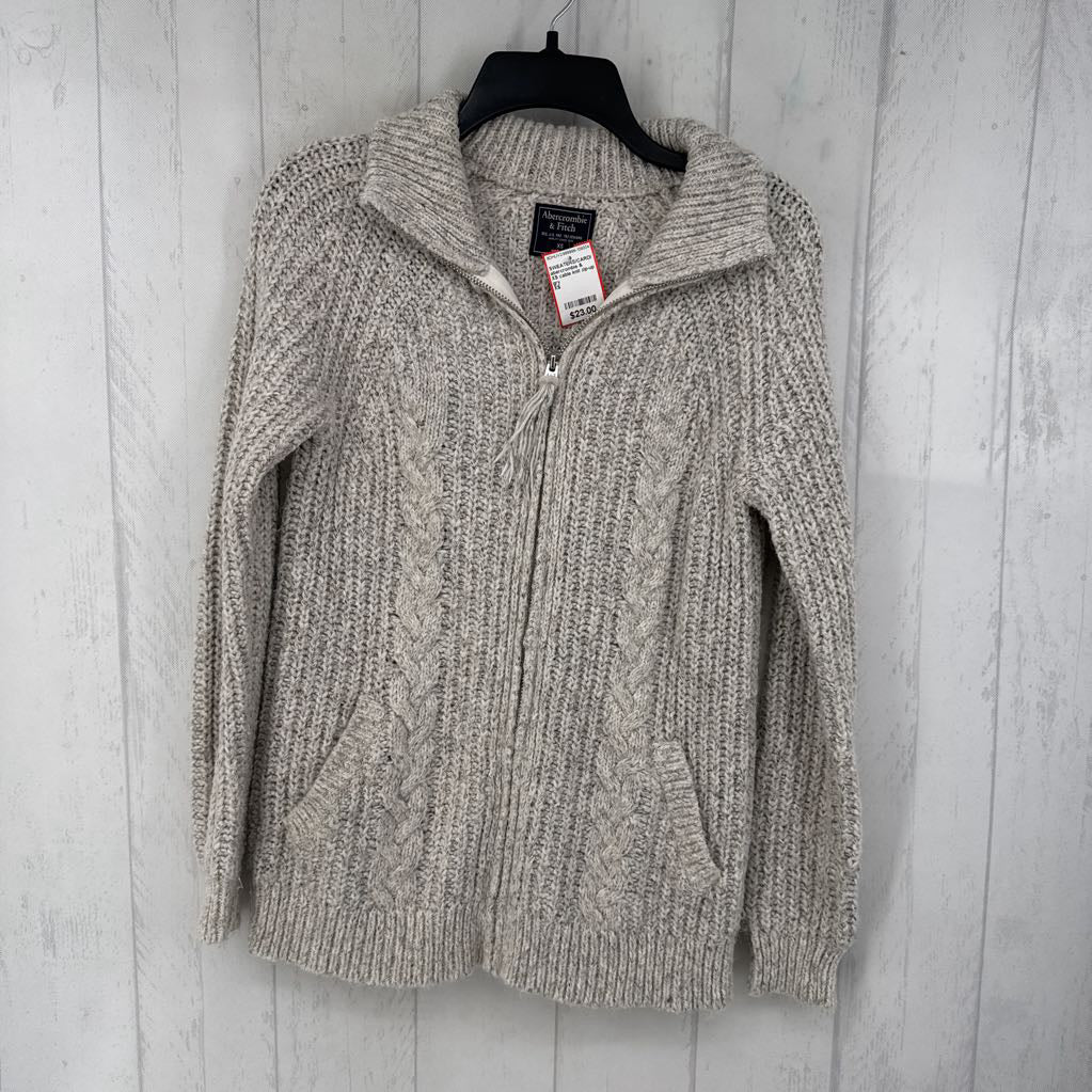 XS cable knit zip-up sweater