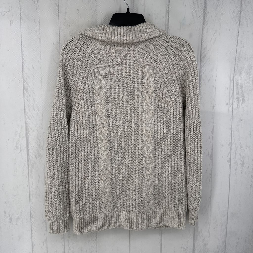 XS cable knit zip-up sweater