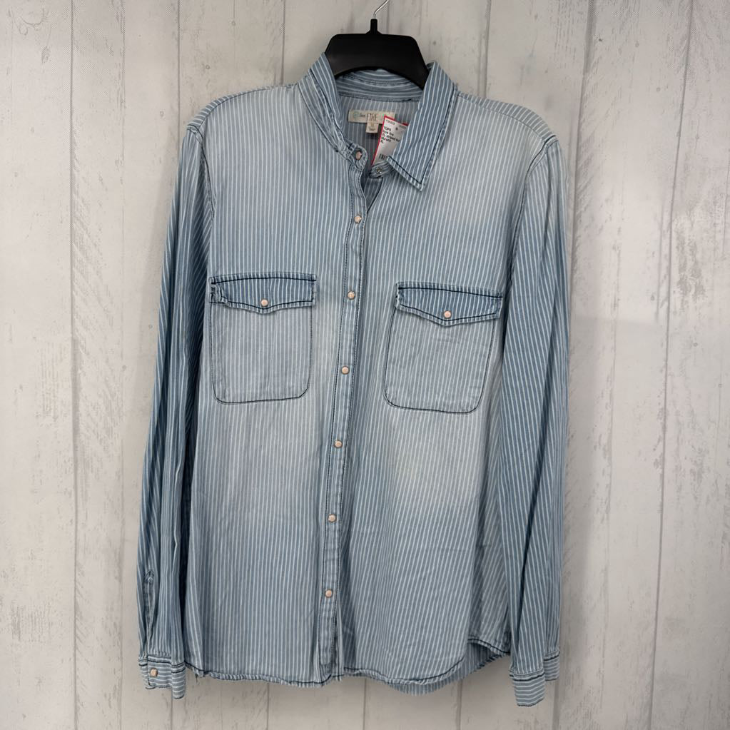 XL striped button down l/s top