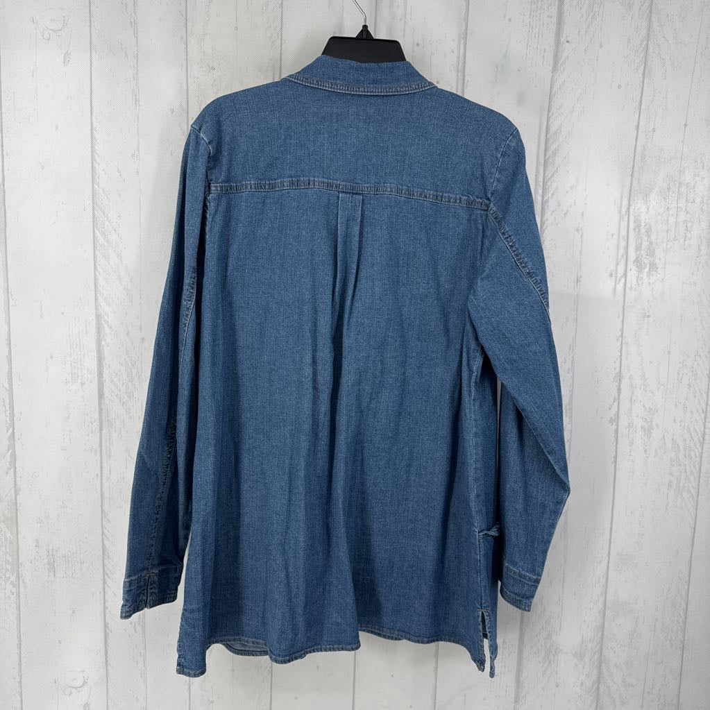 L denim button down l/s top