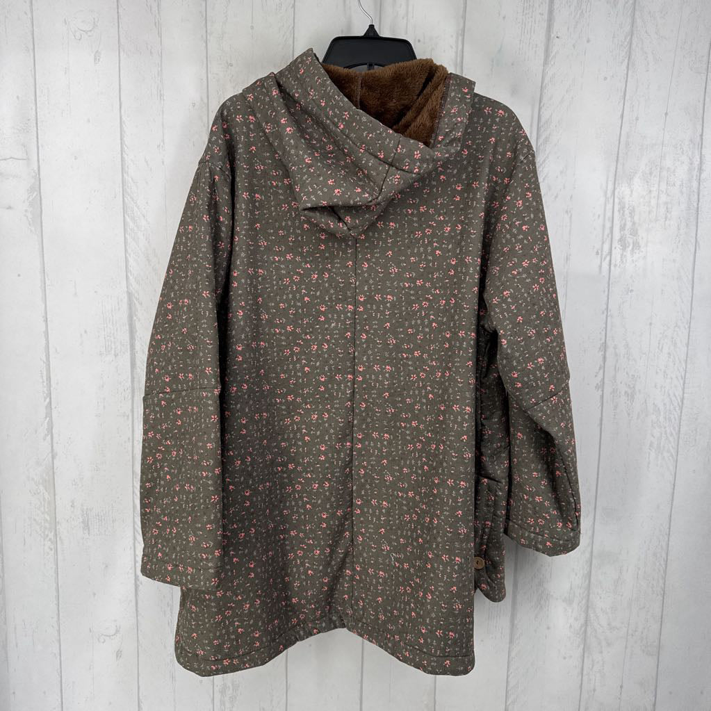 XL faux fur lined flo print jacket