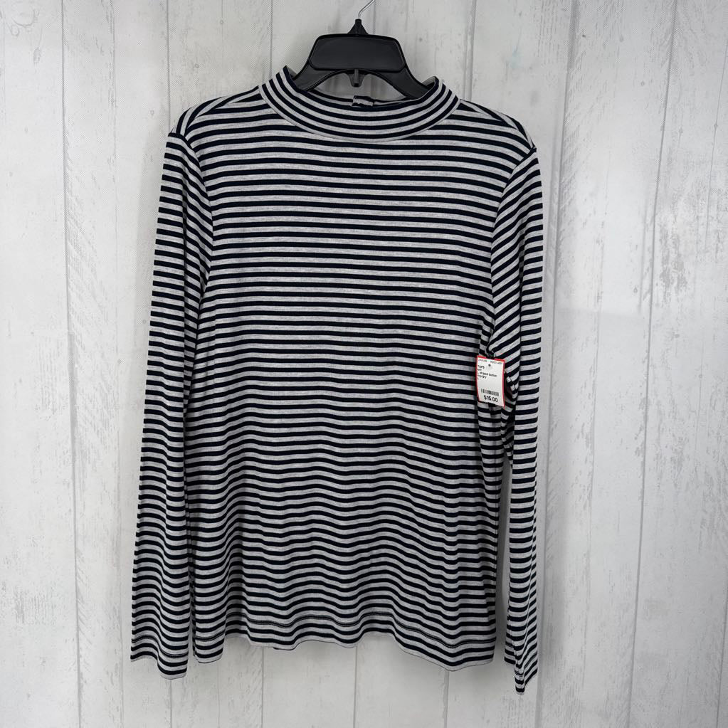 L striped button back l/s top