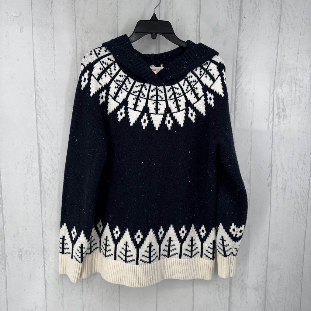 M hooded sweater fair isle print