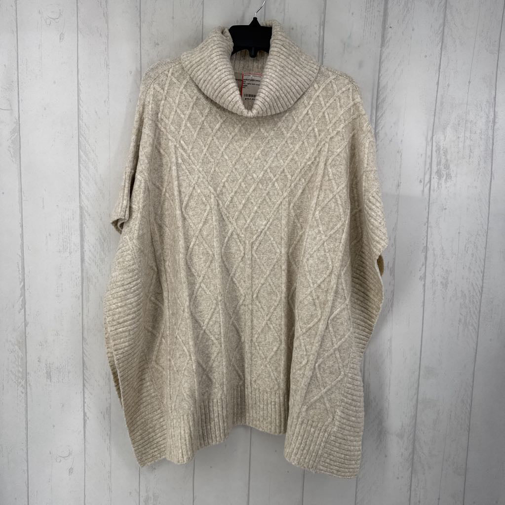 M/L cable knit cowl neck poncho
