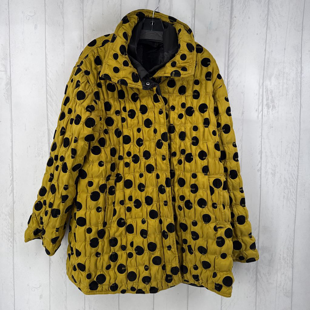 L polka dot nylon reversible coat