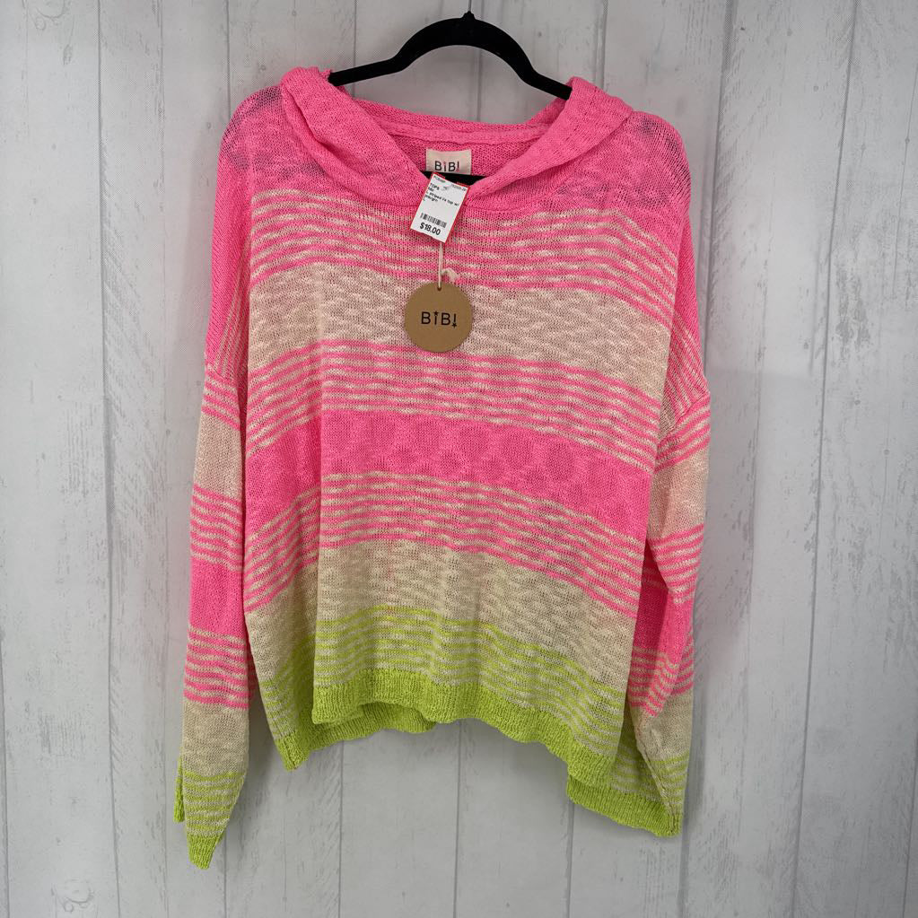 L striped l/s top w/ hood