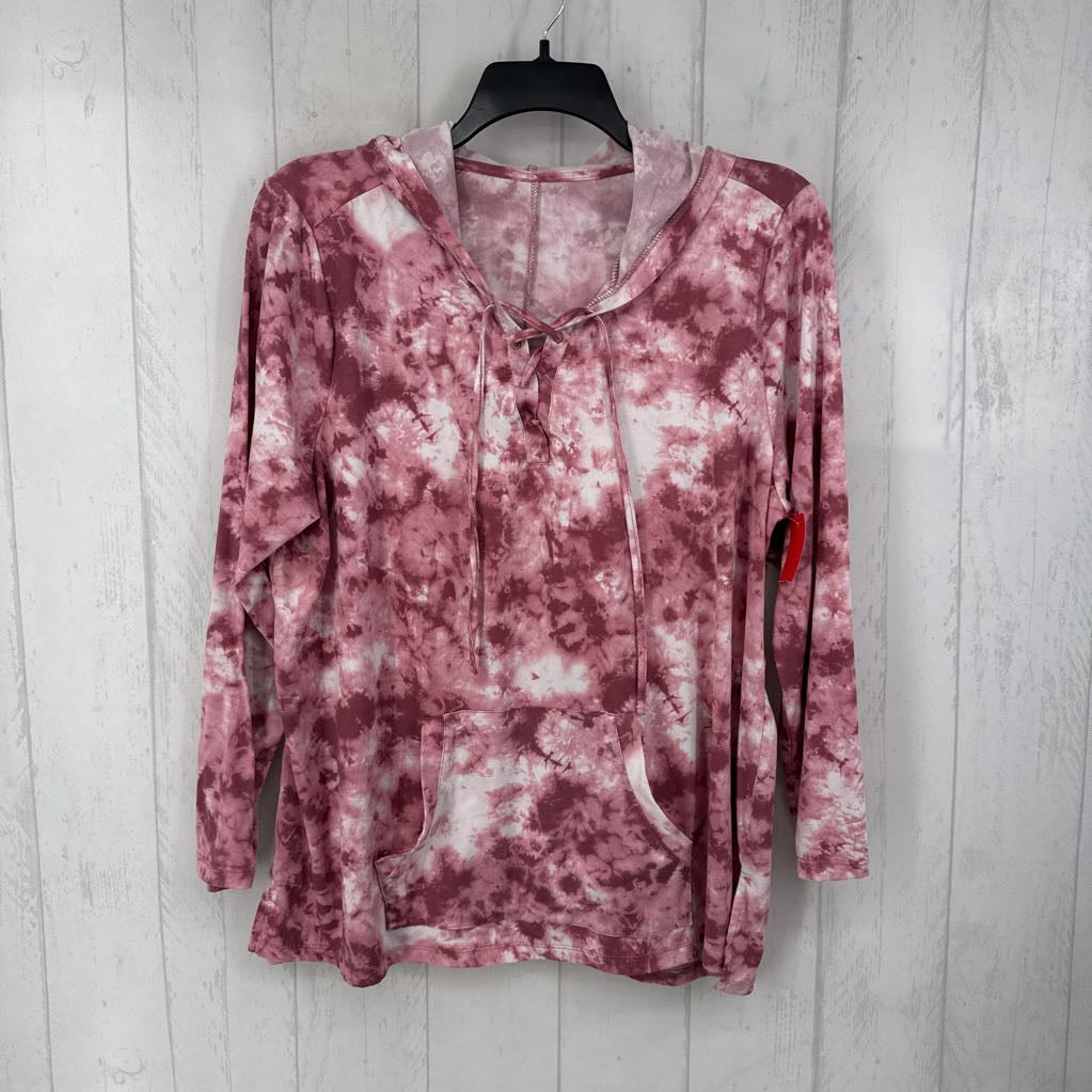 L tie-dye tie front l/s top