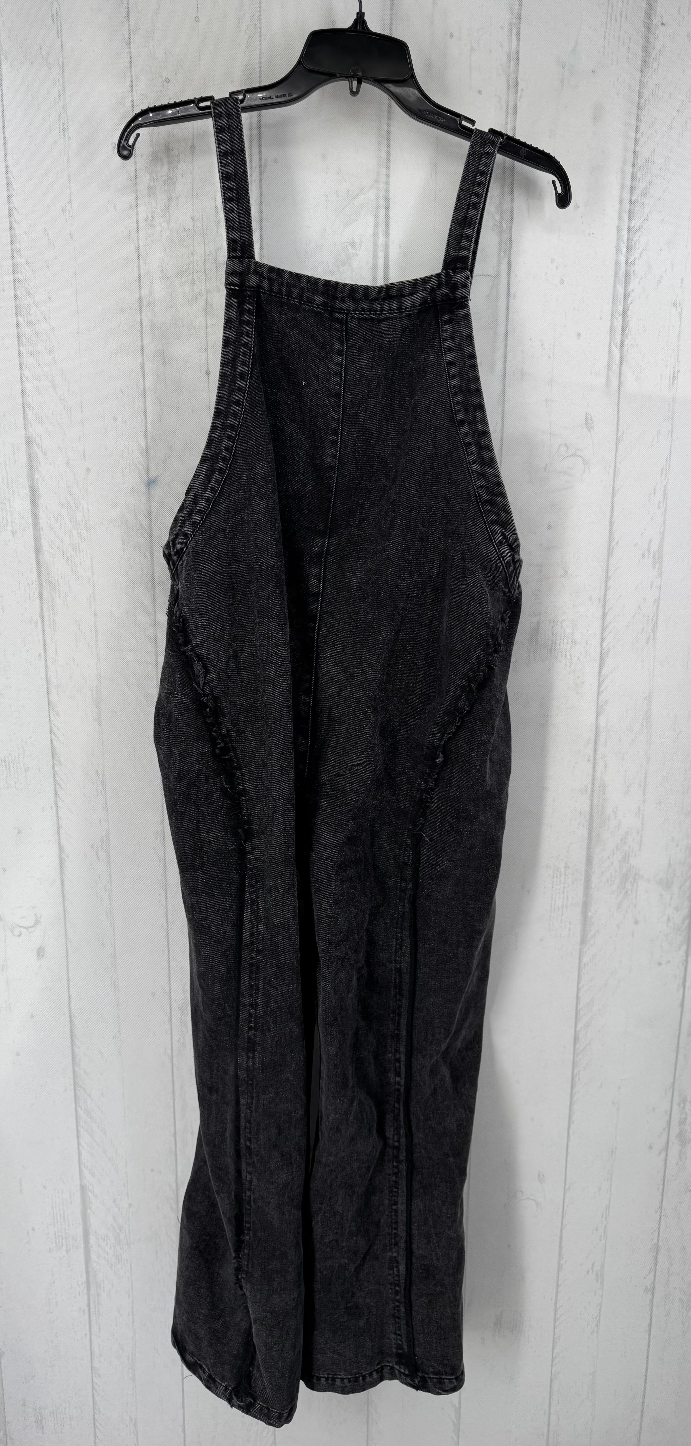 M denim flare leg overalls