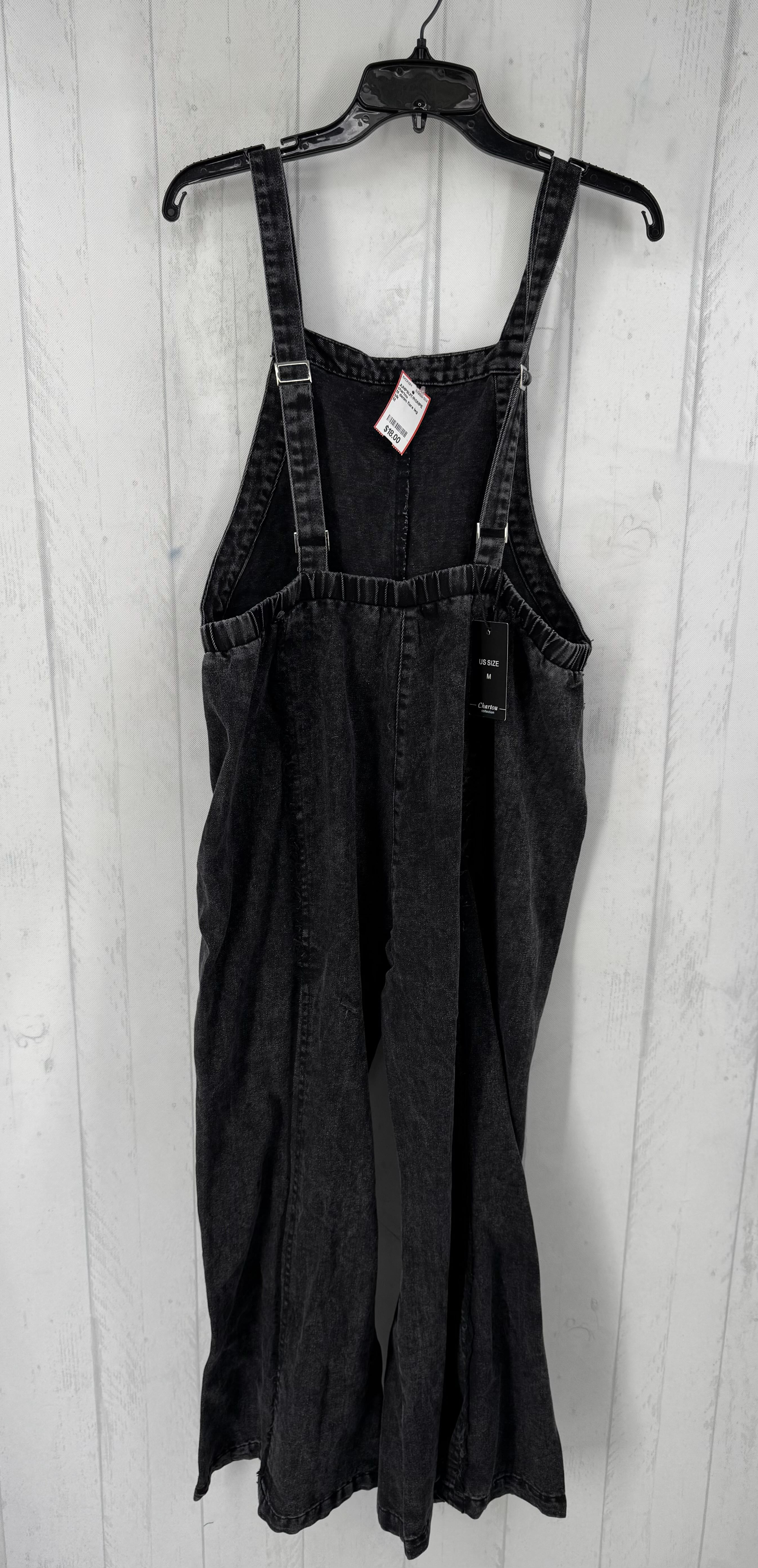M denim flare leg overalls