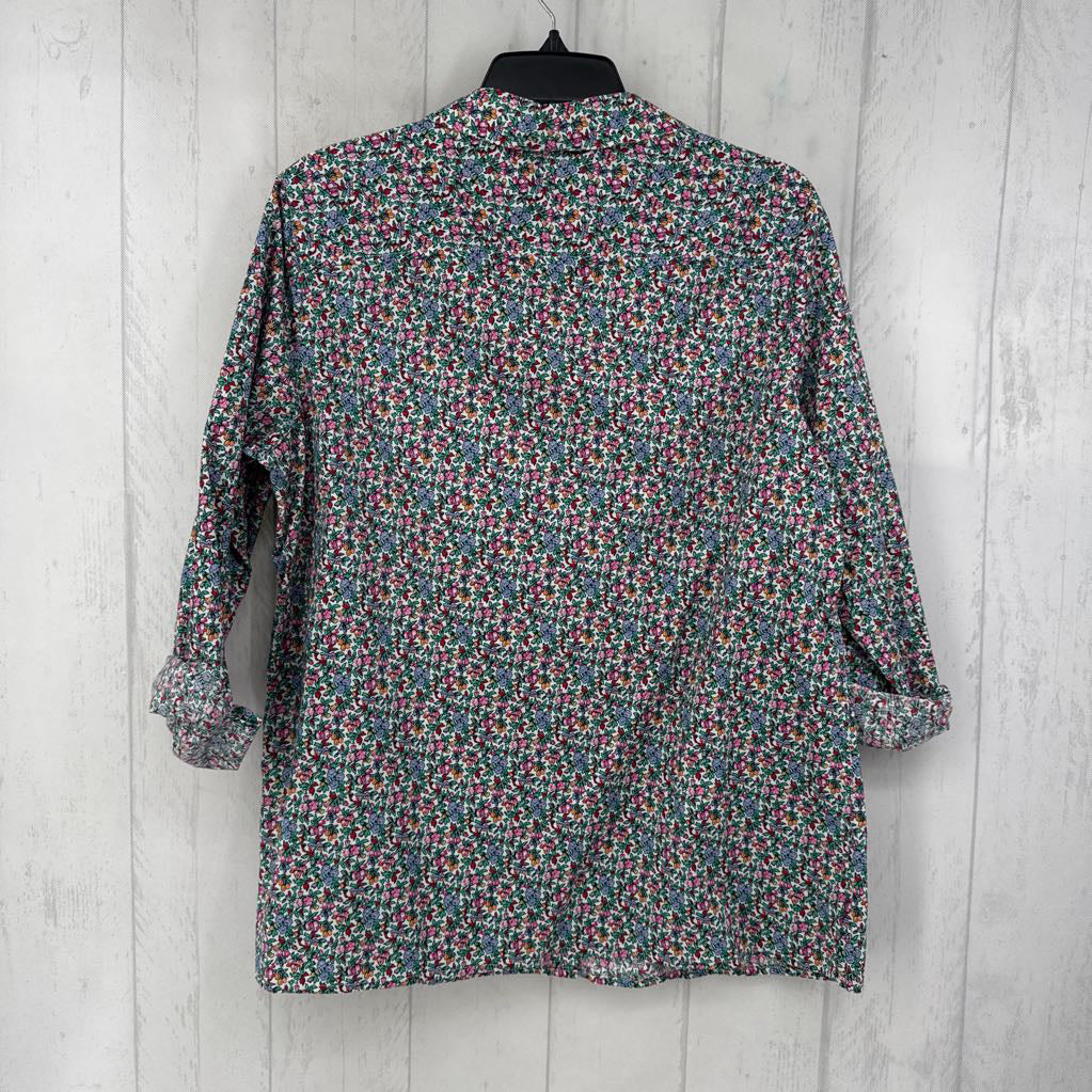 1X flo print button down l/s top