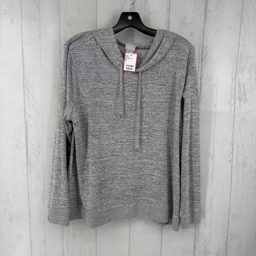 XL marled l/s pullover w/ hood