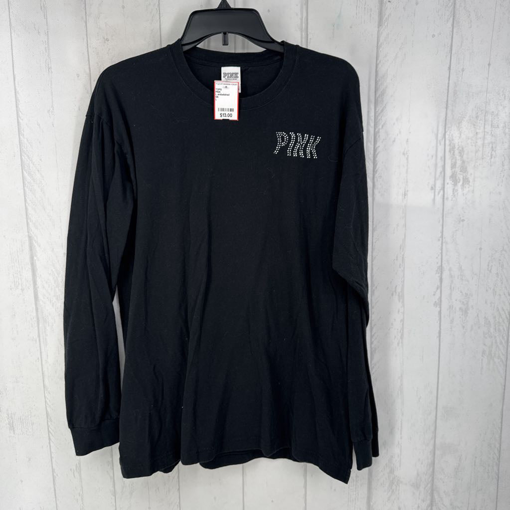 L embelished crewneck l/s tee