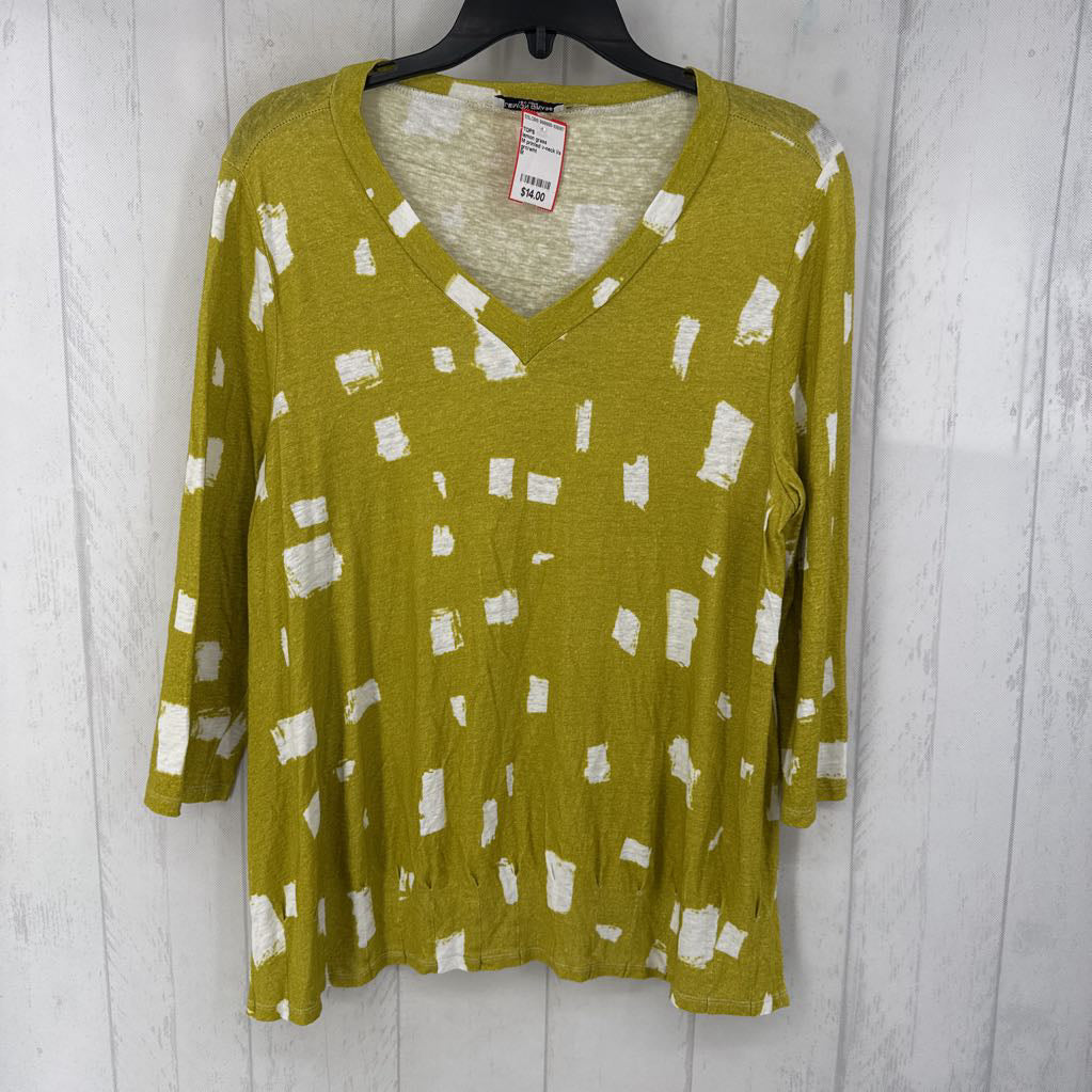 M printed v-neck l/s tee