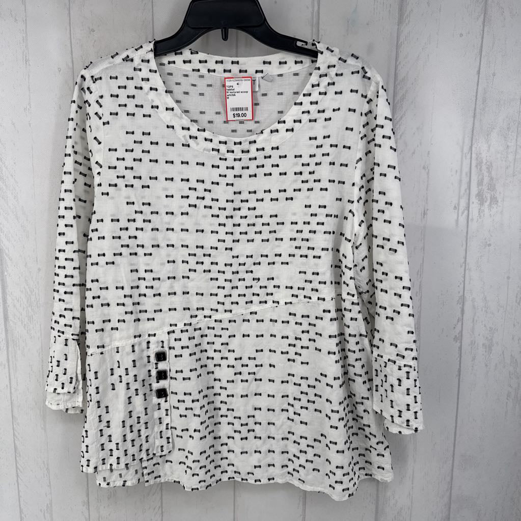 M textured scoop neck 3/4 slv top