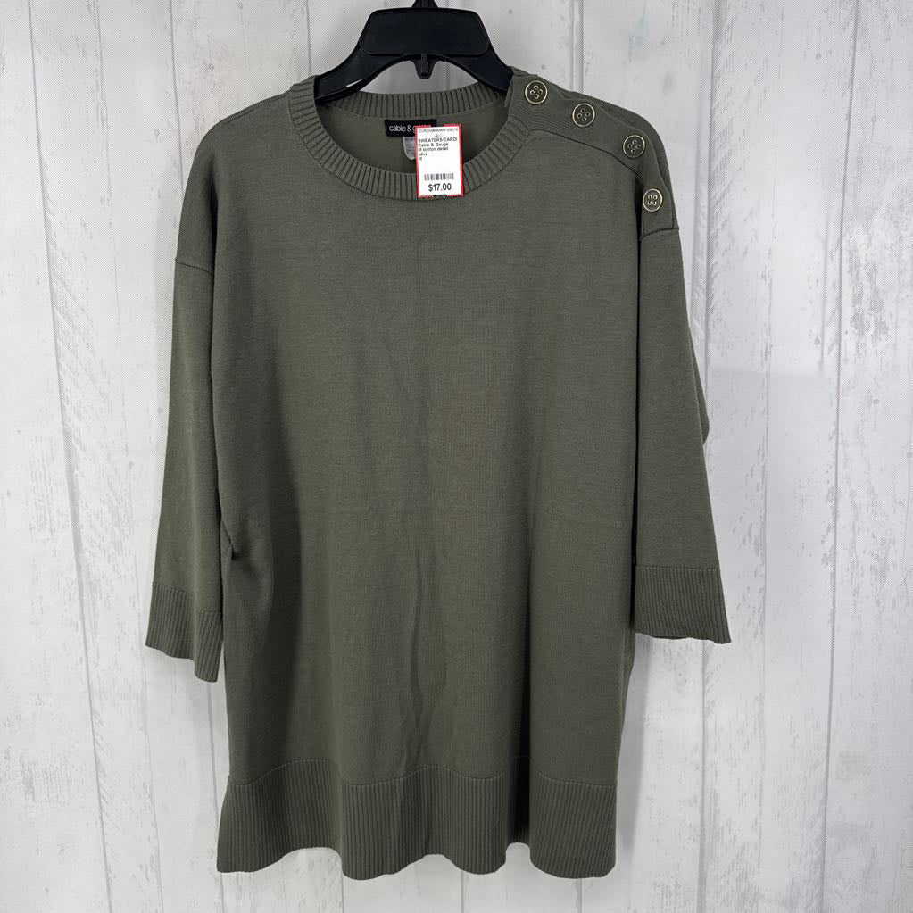 M button detail tunic sweater