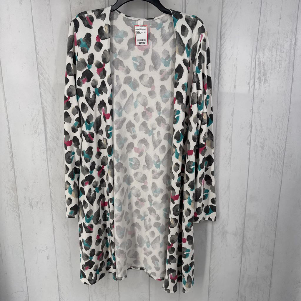 M animal print open front cardi