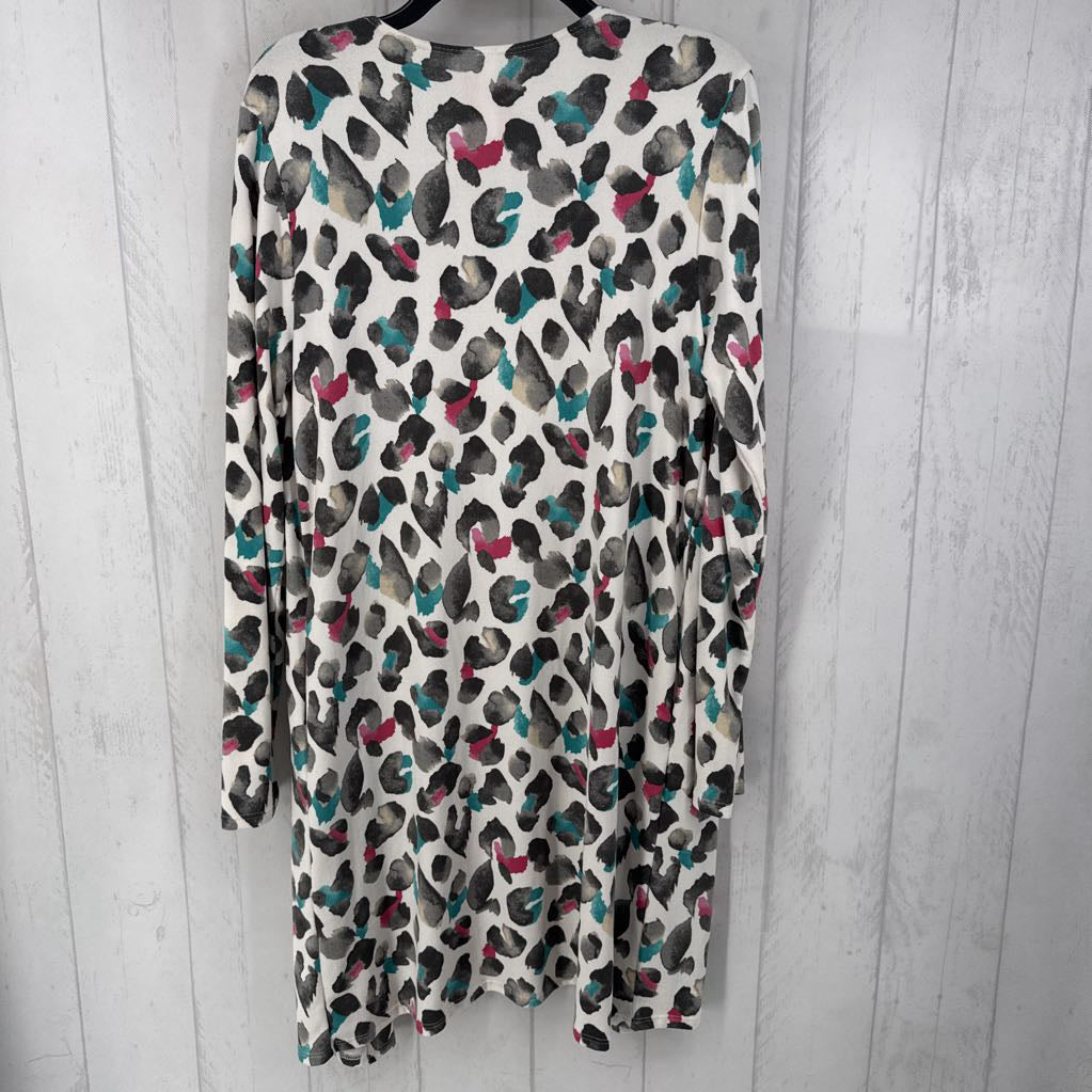 M animal print open front cardi