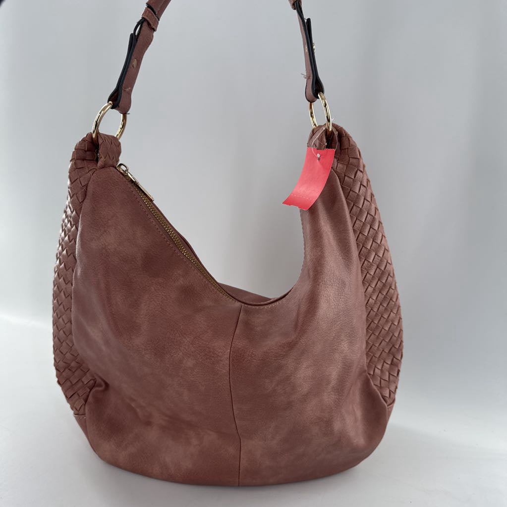 vegan leather woven sides shoulder bag
