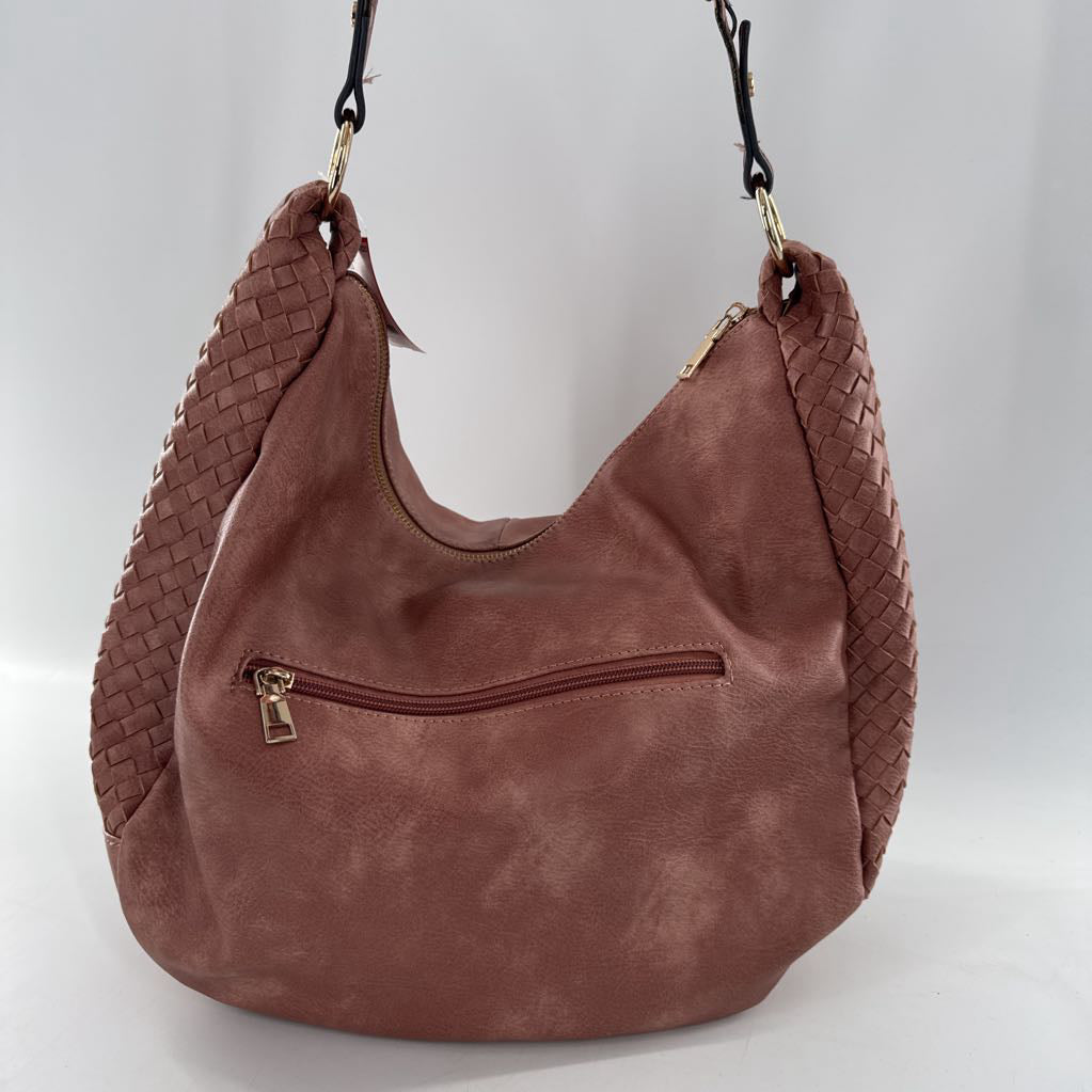 vegan leather woven sides shoulder bag