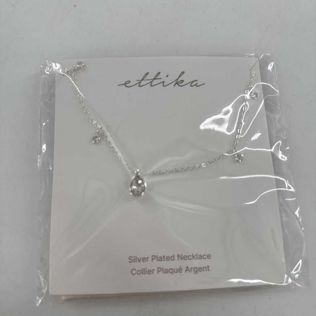 silver plated teardrop crystal necklace