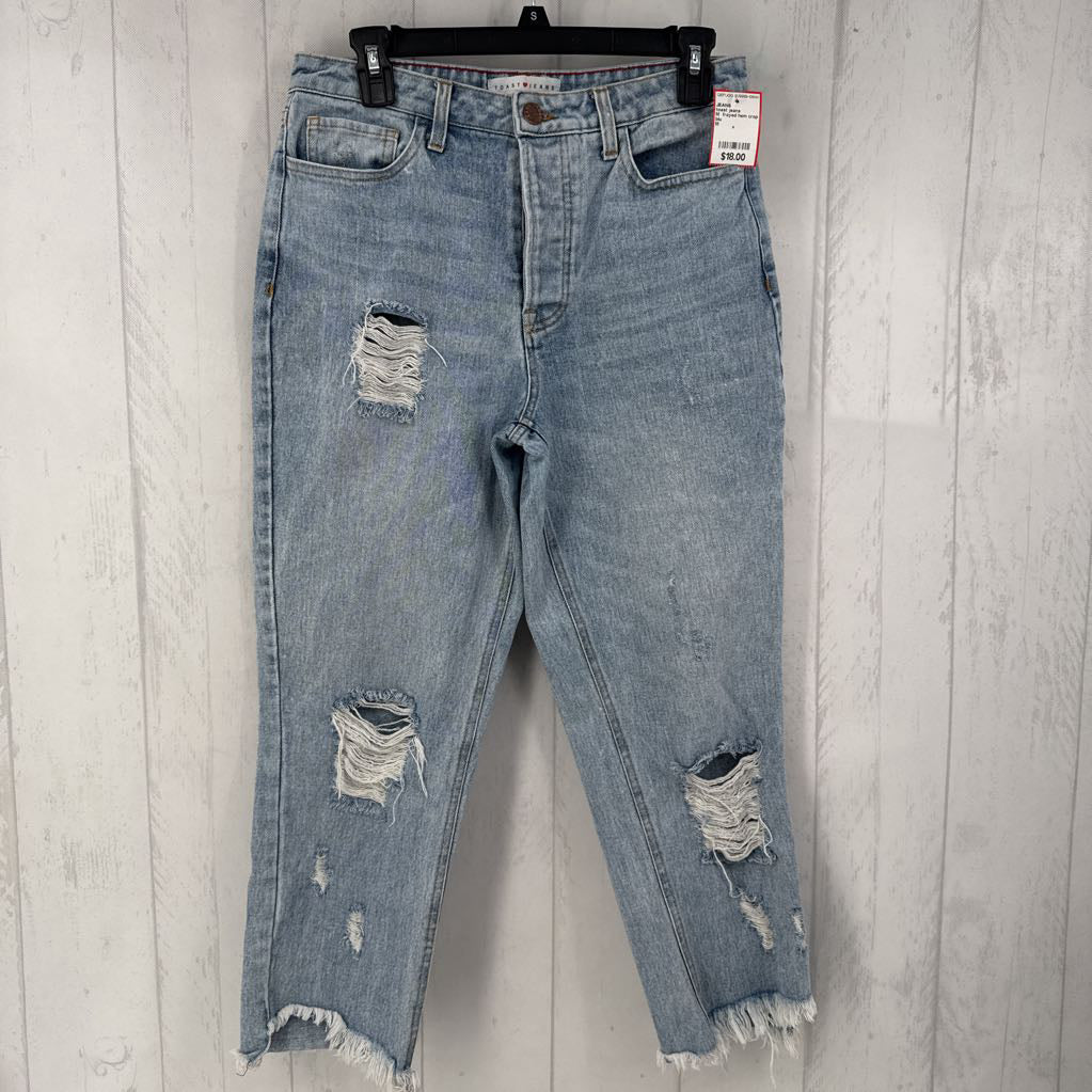 M frayed hem crop jean