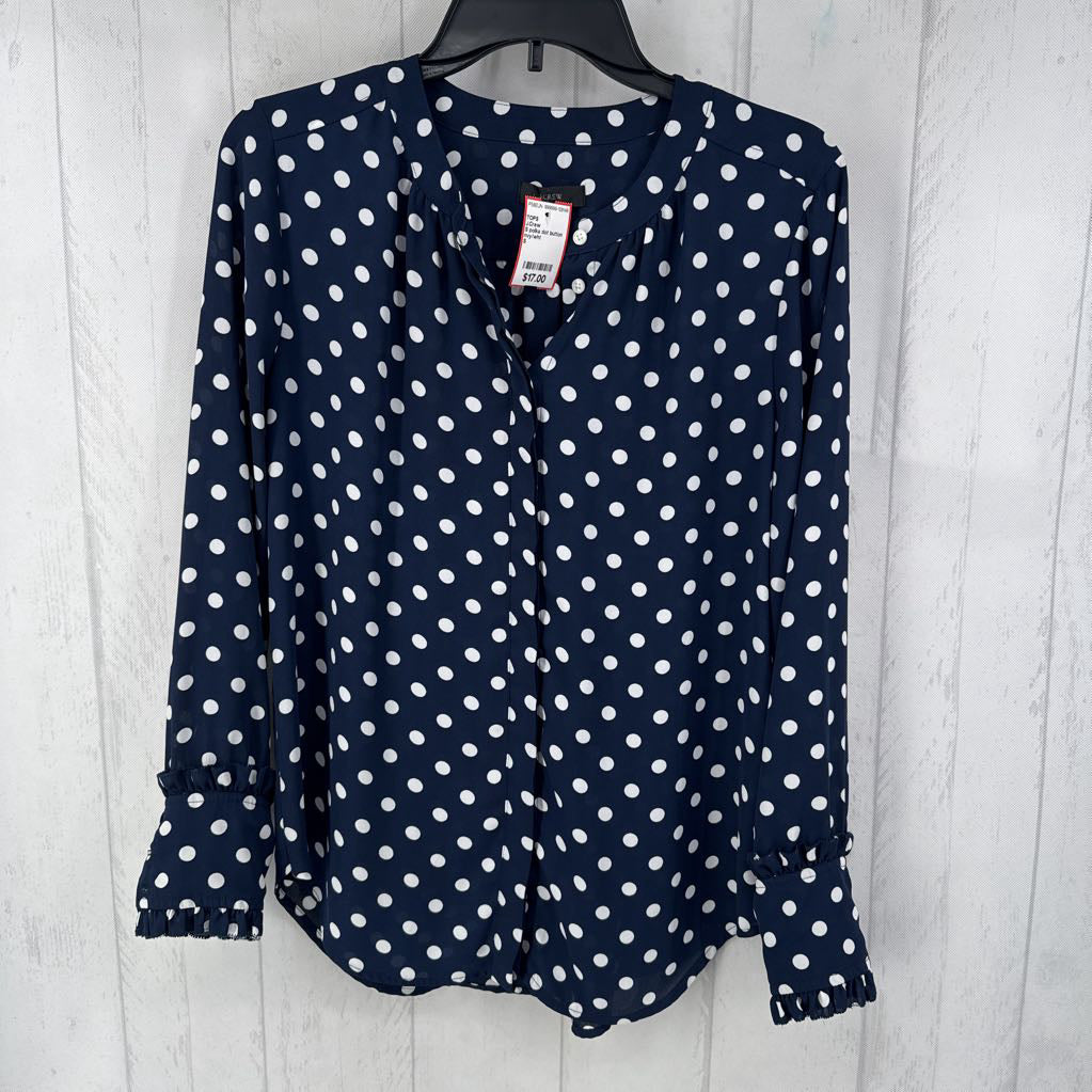 S polka dot button down l/s top