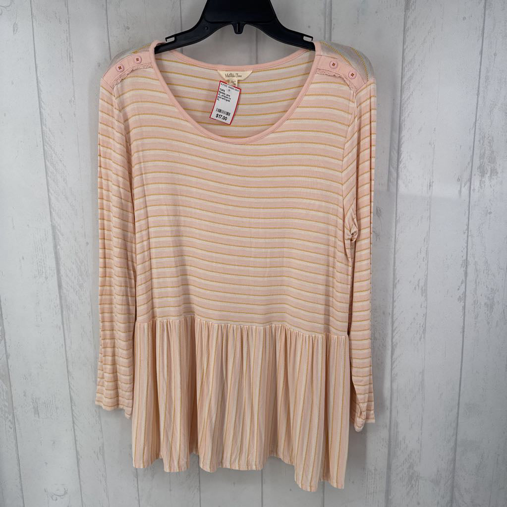 XL striped l/s peplum top