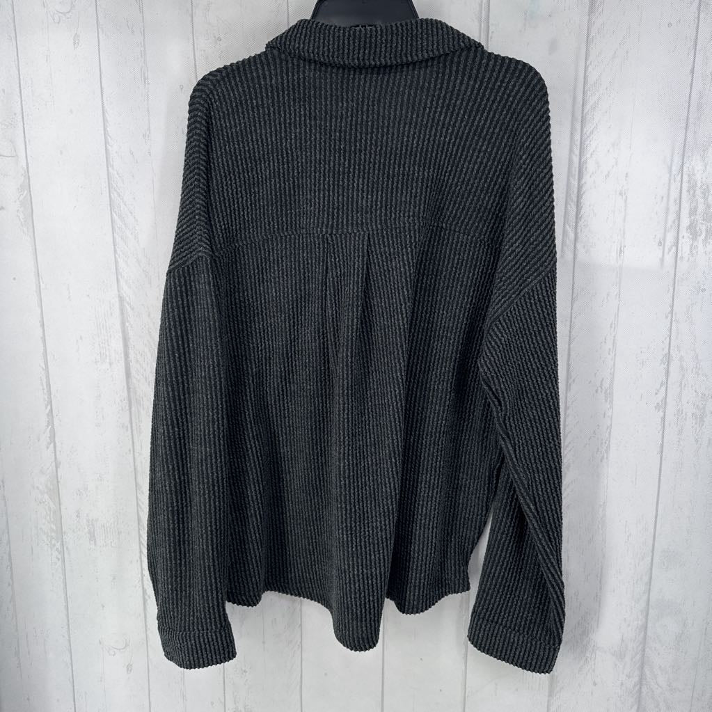 XL textured quarter button down l/s top