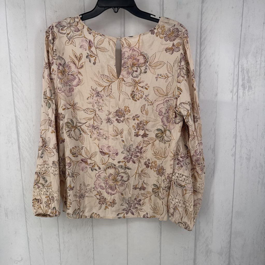 M flo print v-neck l/s top