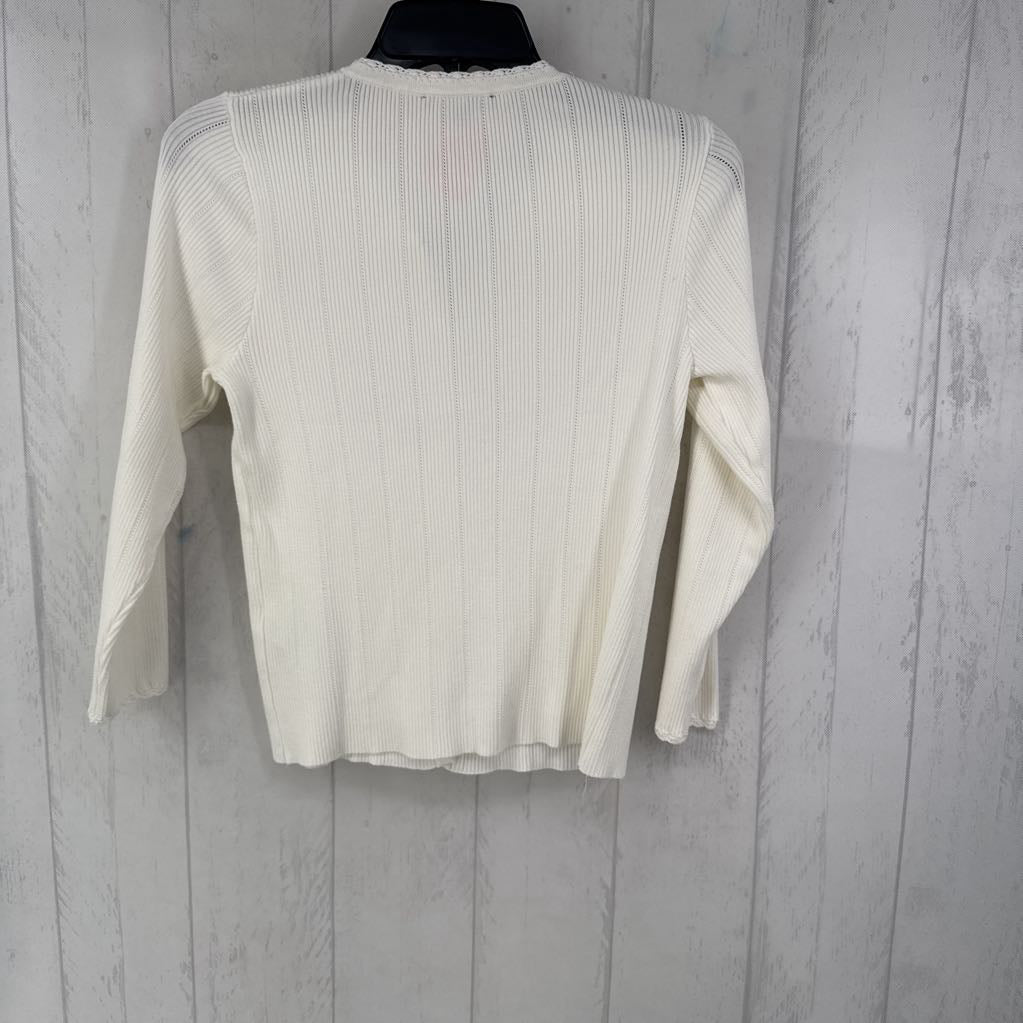 S pointelle buton down 3/4 slv cardi