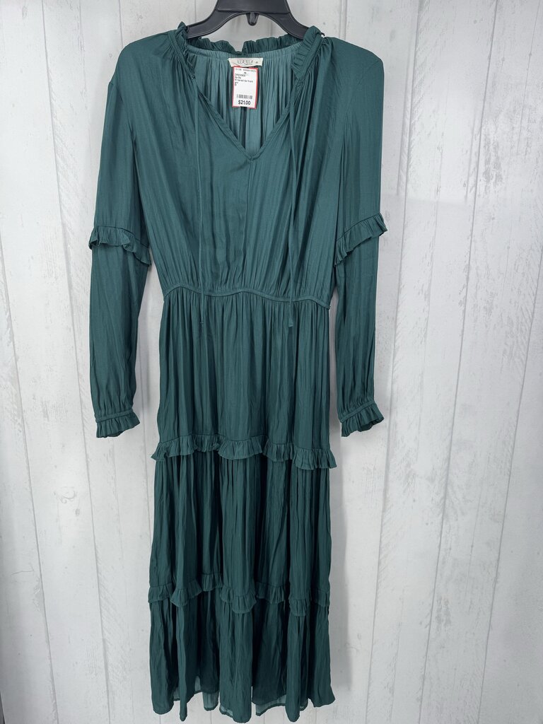 M tiered tie front l/s dress