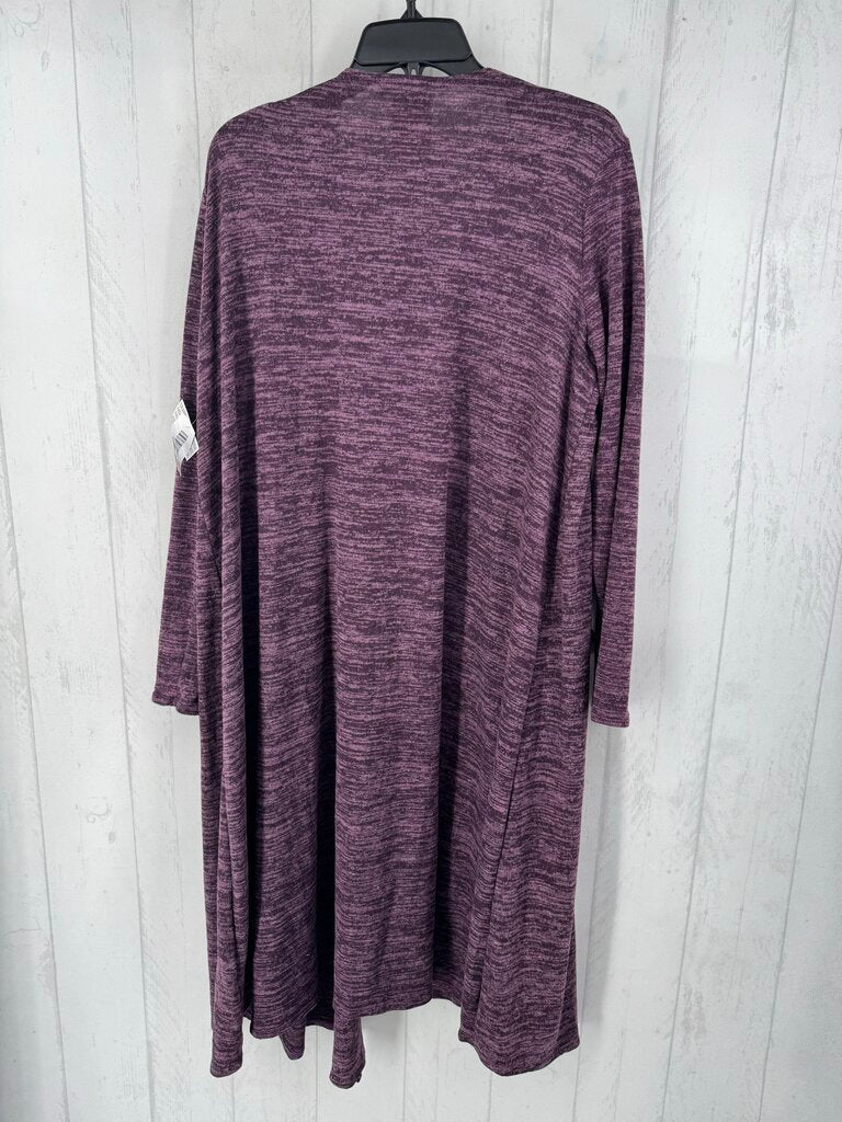 L l/s open marled long cardigan