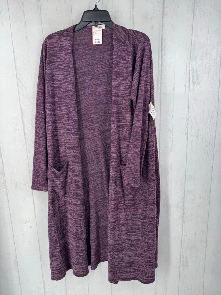 L l/s open marled long cardigan