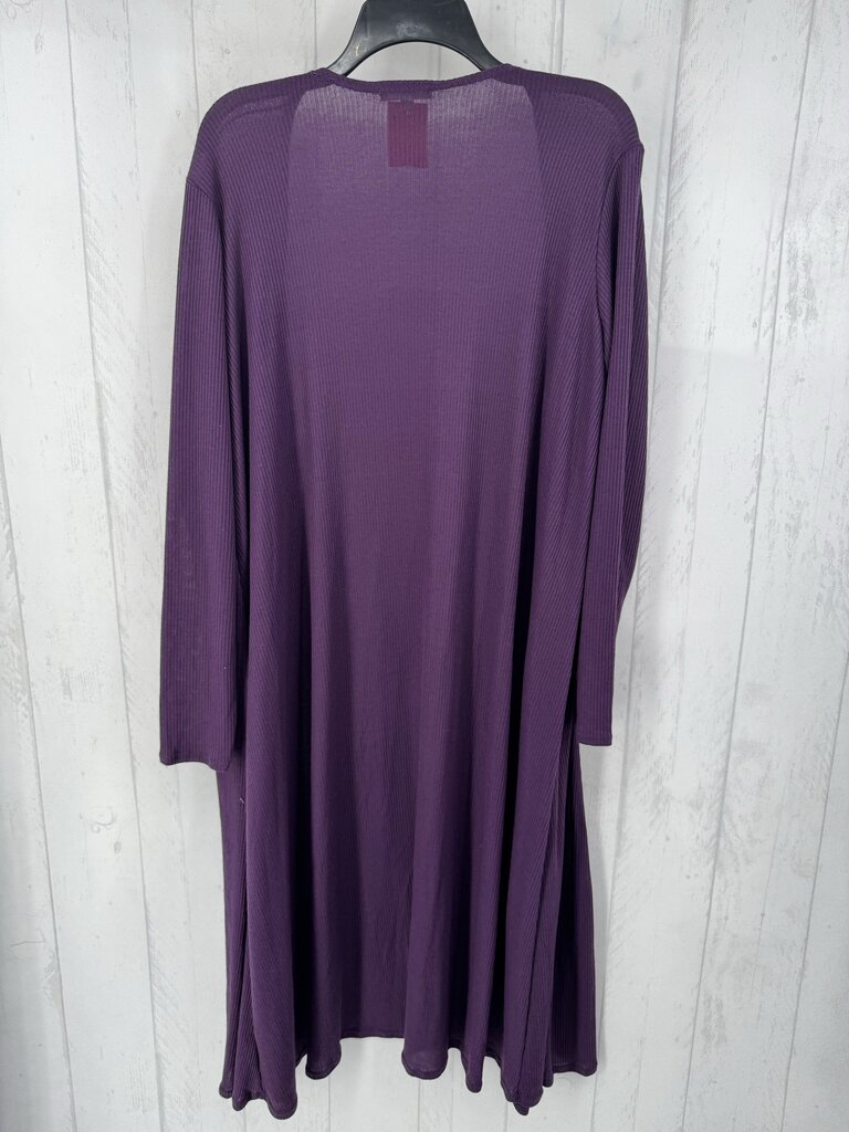 L l/s open ribbed long cardigan