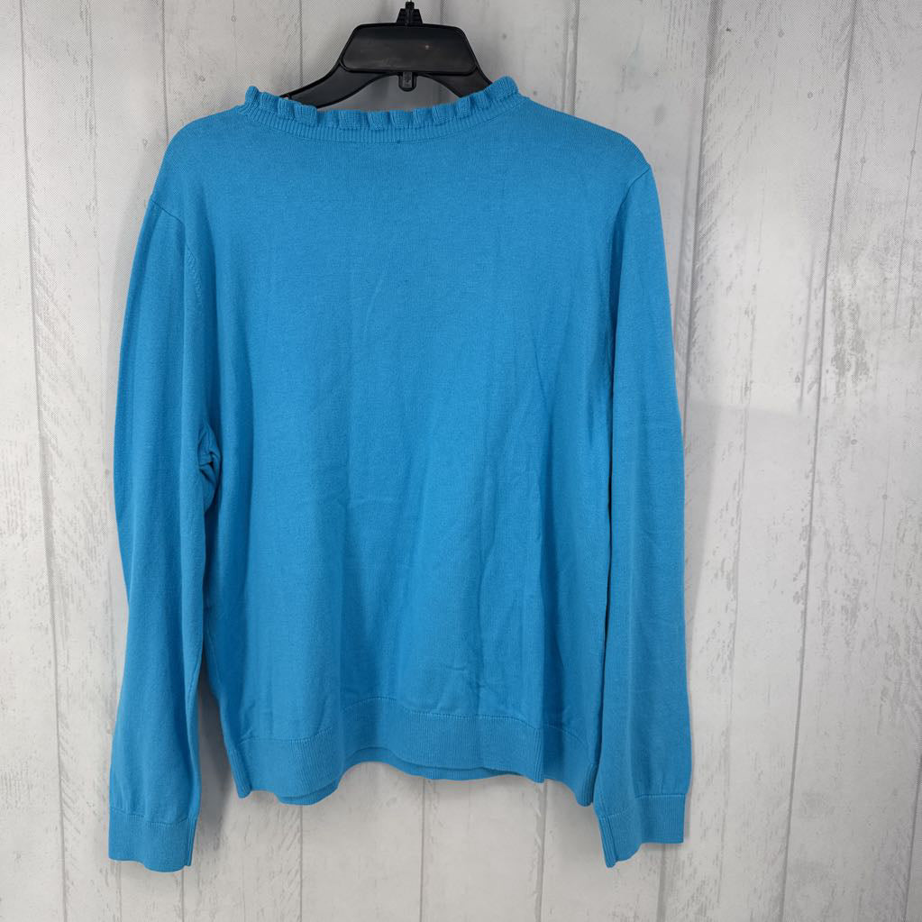 XL ruffle trim l/s sweater